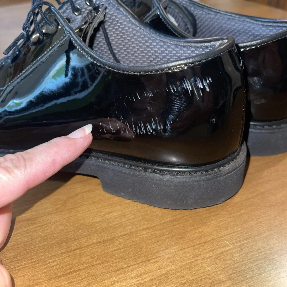 Bates High Gloss Oxford Shoes Men 6.5 3E Black Shine Military Wedding Formal